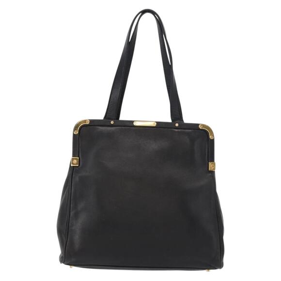 Prada Panier Leather Bucket Bag Black Gold Hardware PRADA Hand Bag Leather Black Gold Auth 154623